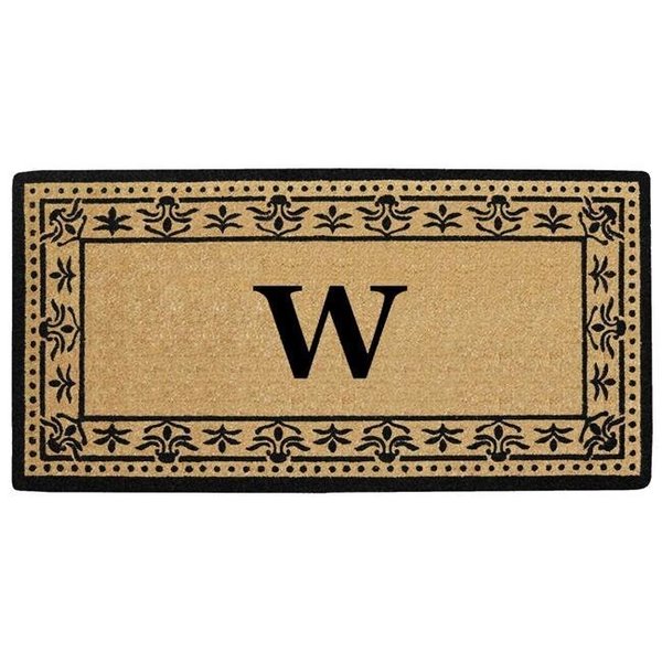 Nedia Home Nedia Home O2193W 22 x 36 in. Corinthian Heavy Duty Coir Door Mat; Monogrammed W - Black O2193W